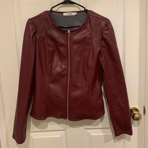 Faux leather red jacket